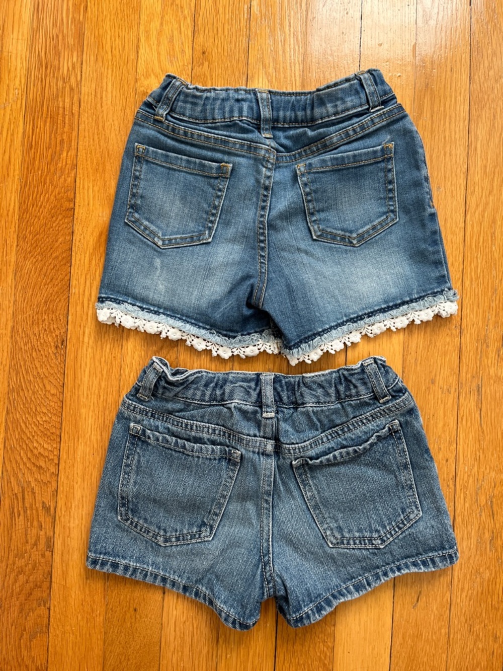 Set of 2 Size 6 / 7 Girls Denim Jean Shorts Adjustable Waist Summer Shorts - Picture 2 of 9